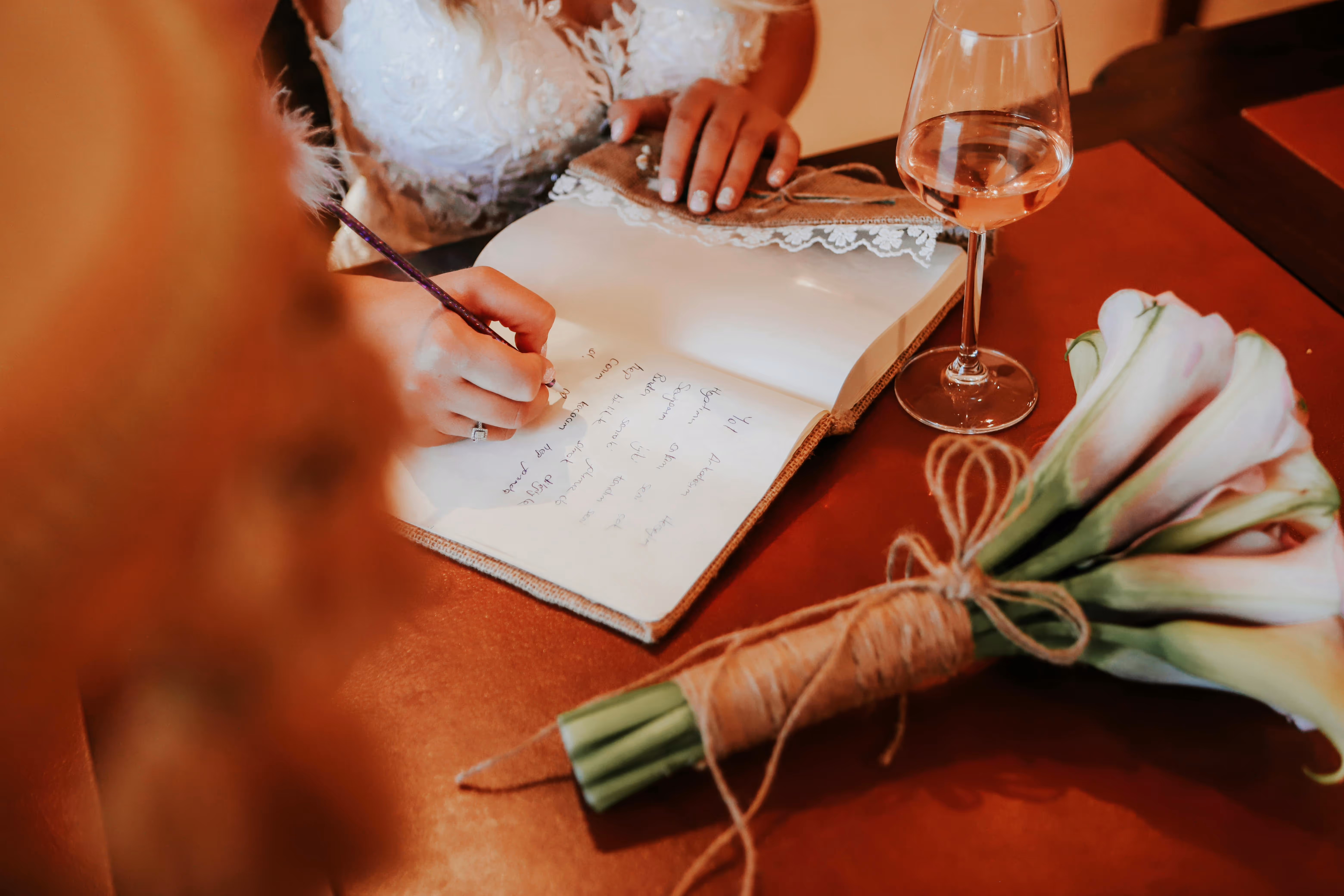 Close up of a woman writing